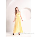 Ladies' Dresses Ladies' Plunging V-neckline Yellow Dress Factory